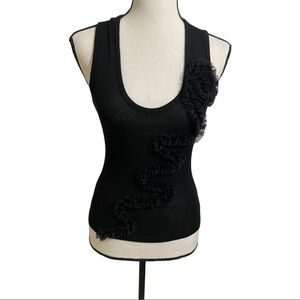 DKNY Ribbed tank top Rayon floral front Size P top.